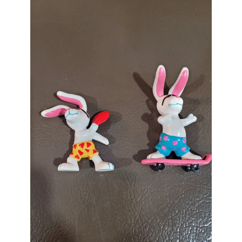Two Eveready Energizer Beach Bunnies PVC Figures 1980s-90s Hardees Funmeal Toys